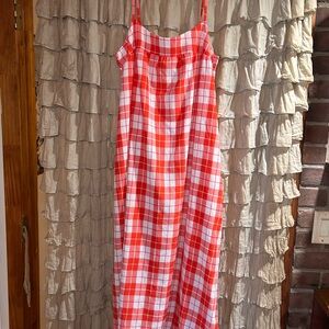 Show Me Your MuMu Oasis Midi Dress Red and White Picnic plaid